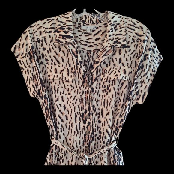 Joie Jumpsuit Jailee Leopard Print Small Relaxed Fit Cropped Hem Tie Belt - Picture 9 of 13